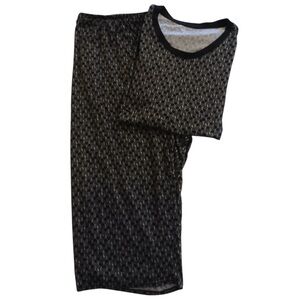 Adrienne Vittadini Black and White Geometric Cropped Pajama Set Size 2X